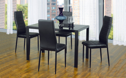 (5053 BLACK- 5)- GLASS DINING TABLE- WITH 4 CHAIRS
