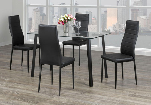 (5058- 5053 BLACK- 5)- GLASS DINING TABLE- WITH 4 CHAIRS