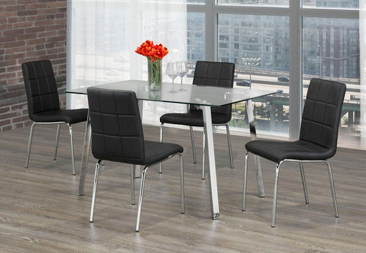 (5065- 1760 black- 5)- GLASS- DINING TABLE- WITH 4 CHAIRS