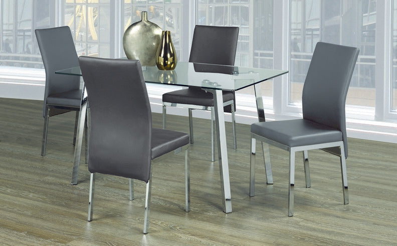 (5065- 5065 grey- 5)- GLASS- DINING TABLE- WITH 4 CHAIRS