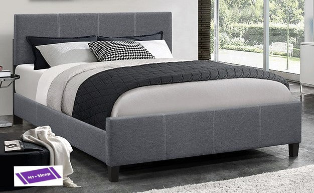 TWIN (SINGLE) SIZE- (5430 DARK GREY)- FABRIC- BED FRAME- WITH SLATS- out of stock until february 28, 2021