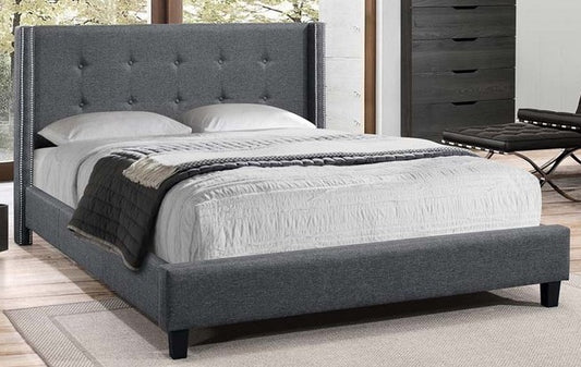 Queen Size - (5435 Dark Grey)- Fabric Bed Frame - With Slats