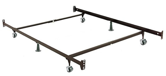 TWIN- DOUBLE SIZE- (T55 DOUBLE ENDED)- ADJUSTABLE- METAL BED FRAME- WITH WHEELS- (BOX SPRING REQUIRED)