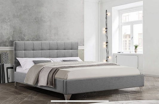 QUEEN SIZE- (5710 GREY)- FABRIC- BED FRAME- WITH SLATS