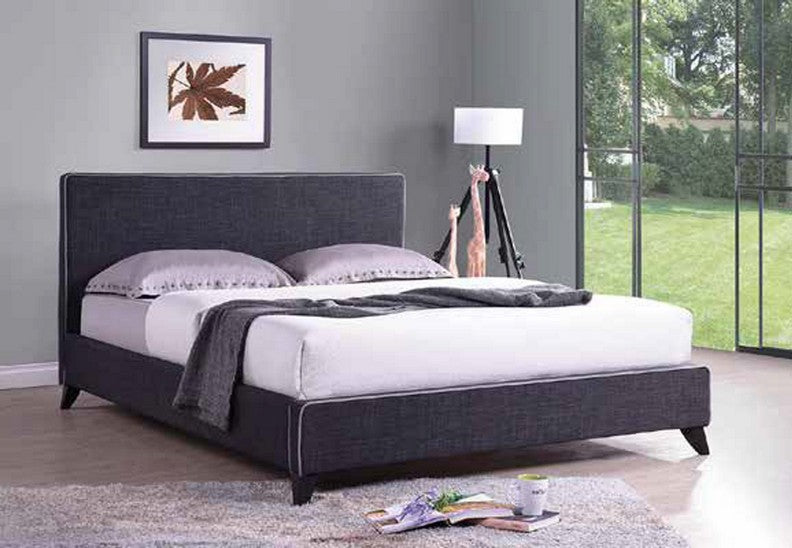 KING SIZE- (5745 CHARCOAL)- FABRIC- BED FRAME- WITH SLATS