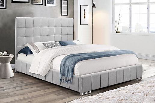 QUEEN SIZE- (5780 GREY)- FABRIC- BED FRAME- WITH SLATS- out of stock until september 11, 2021