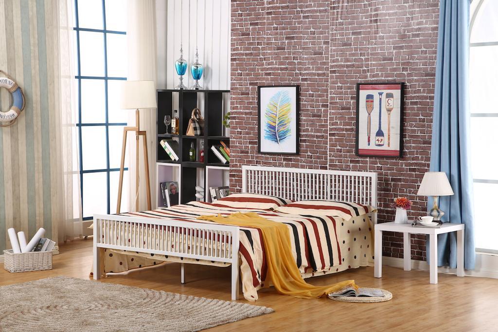 DOUBLE (FULL) SIZE- (05 WHITE)- METAL- BED FRAME- WITH SLATS