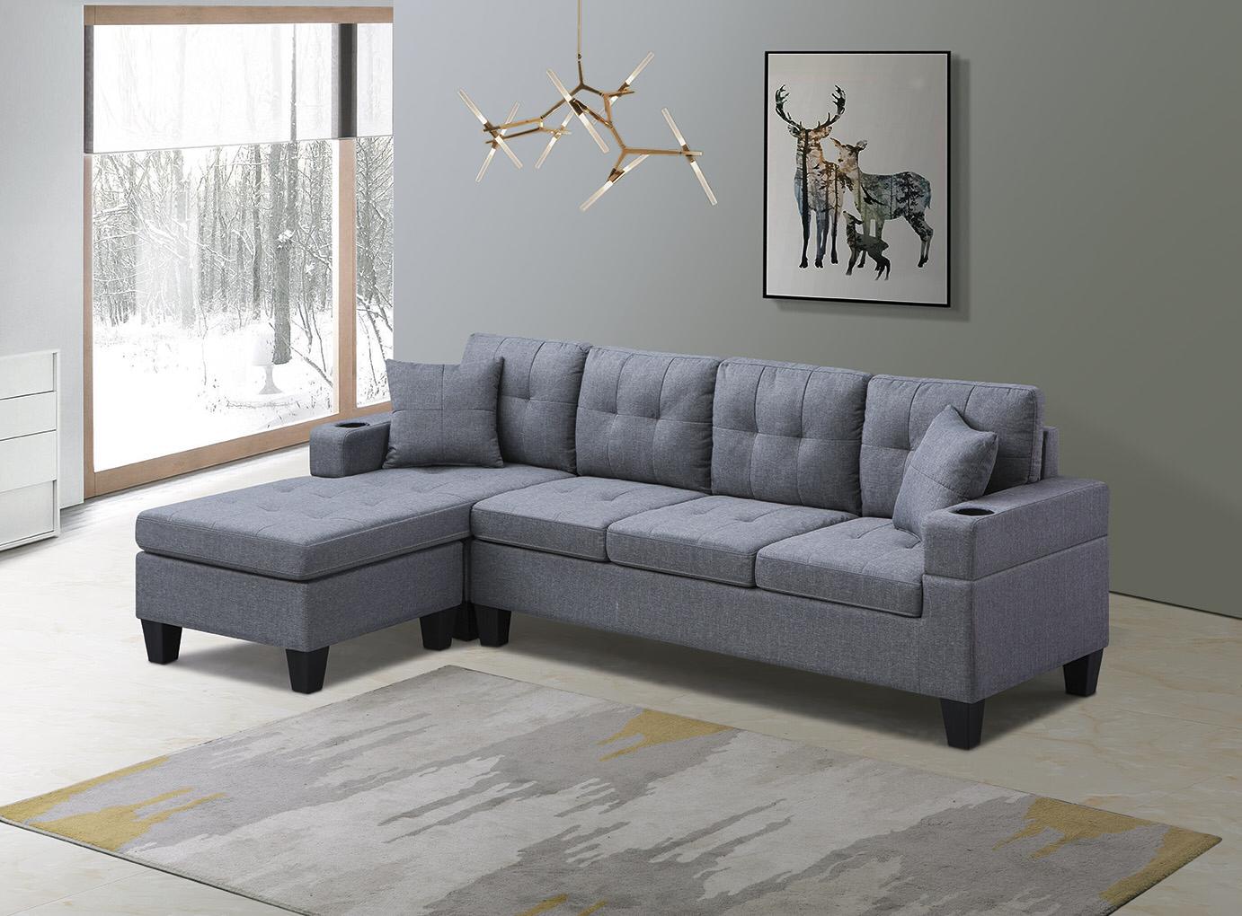 Fabric Reversible Sectional Sofa