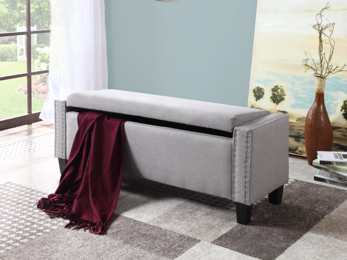 6250 LIGHT GREY FABRIC BENCH WITH STORAGE MySleep Furniture   6250GREY 