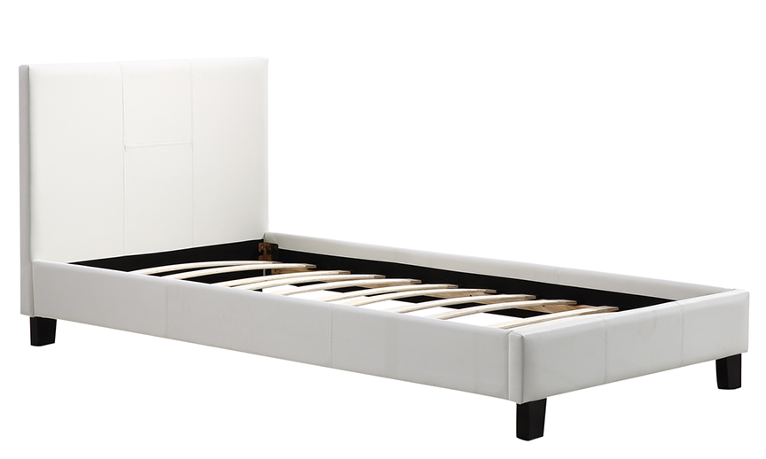 KING SIZE- (713 WHITE)- LEATHER- BED FRAME- WITH SLATS