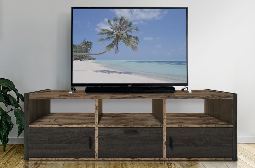 (790 BROWN)- WOOD- TV STAND- WITH SHELF