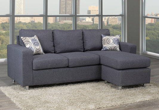 (9325 GREY)- FABRIC- REVERSIBLE- SECTIONAL SOFA- with 2 pillows