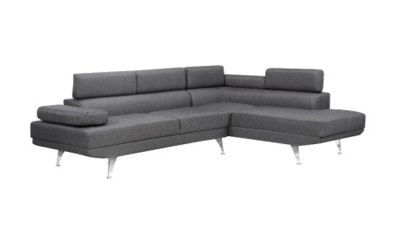 (2108 ARIA GREY)- FABRIC SECTIONAL SOFA- WITH HEADRESTS