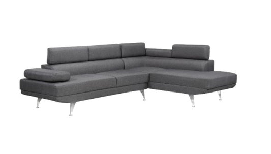 (2108 ARIA GREY)- FABRIC- SECTIONAL SOFA- WITH HEADRESTS