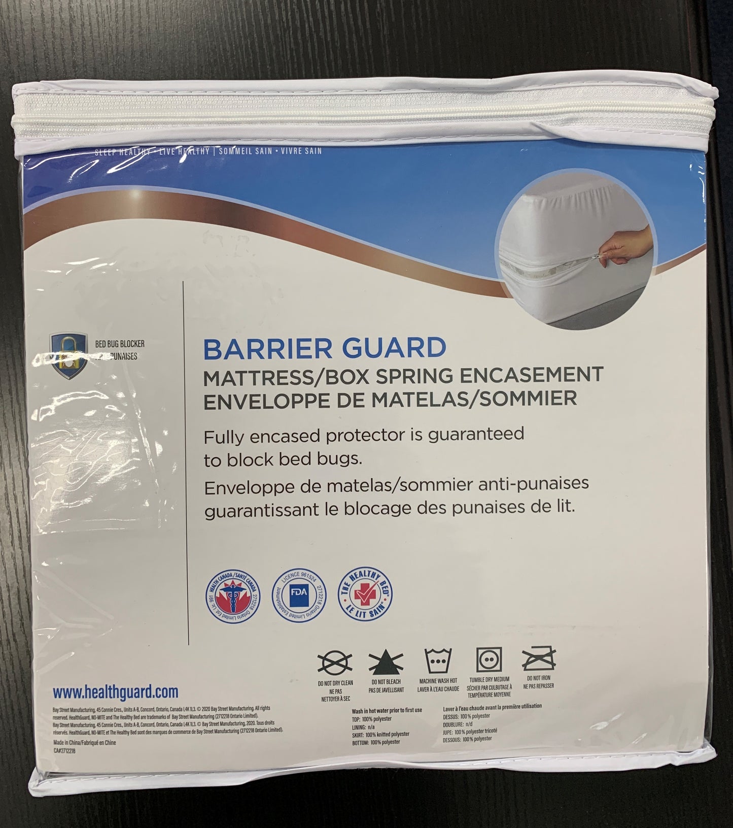 TWIN (SINGLE)  SIZE- (HEALTHGUARD BARRIER GUARD)- BED BUG COVER