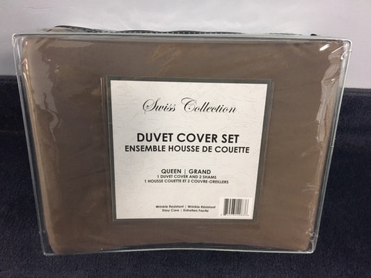 QUEEN SIZE- (CHOCOLATE BROWN SOLID)- 3 PC.- DUVET COVER SET