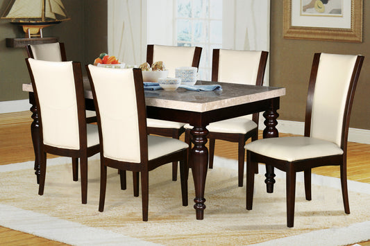 (BULLINS- 7)- MARBLE LOOK- DINING TABLE- WITH 6 CHAIRS