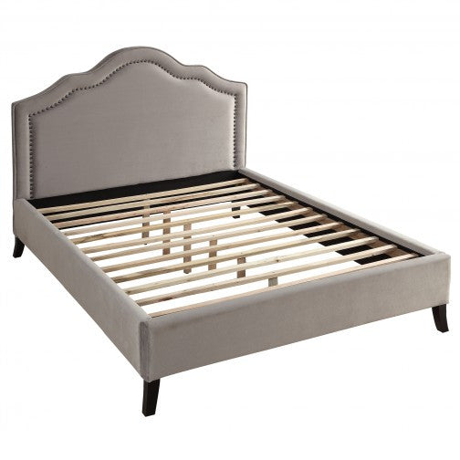 QUEEN SIZE - (BELLAGIO GREY)- FABRIC- BED FRAME- WITH SLATS