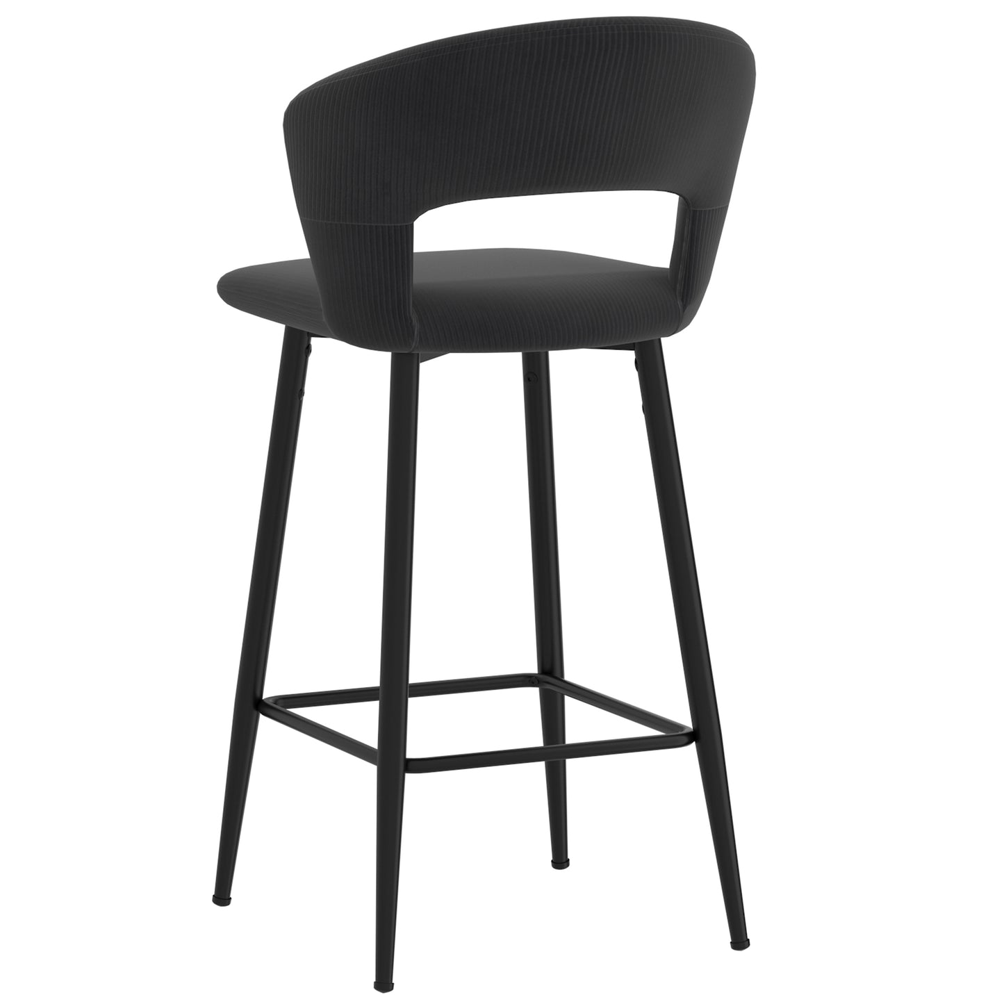 (CAMILLE GREY- 2 PACK)- VELVET FABRIC COUNTER STOOLS