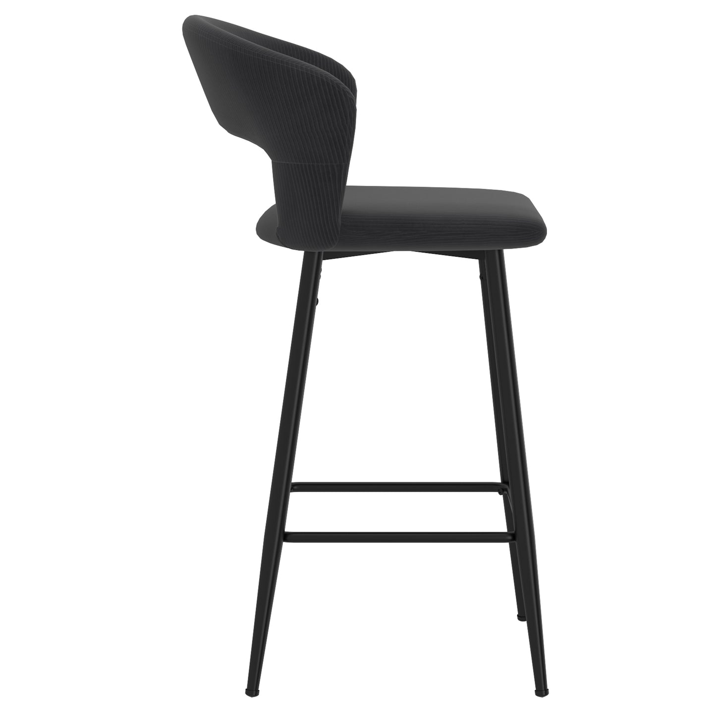 (CAMILLE GREY- 2 PACK)- VELVET FABRIC COUNTER STOOLS