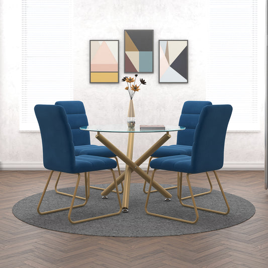 (CARMILLA- LIVIA BLUE- 5)- ROUND- DINING TABLE- WITH 4 CHAIRS
