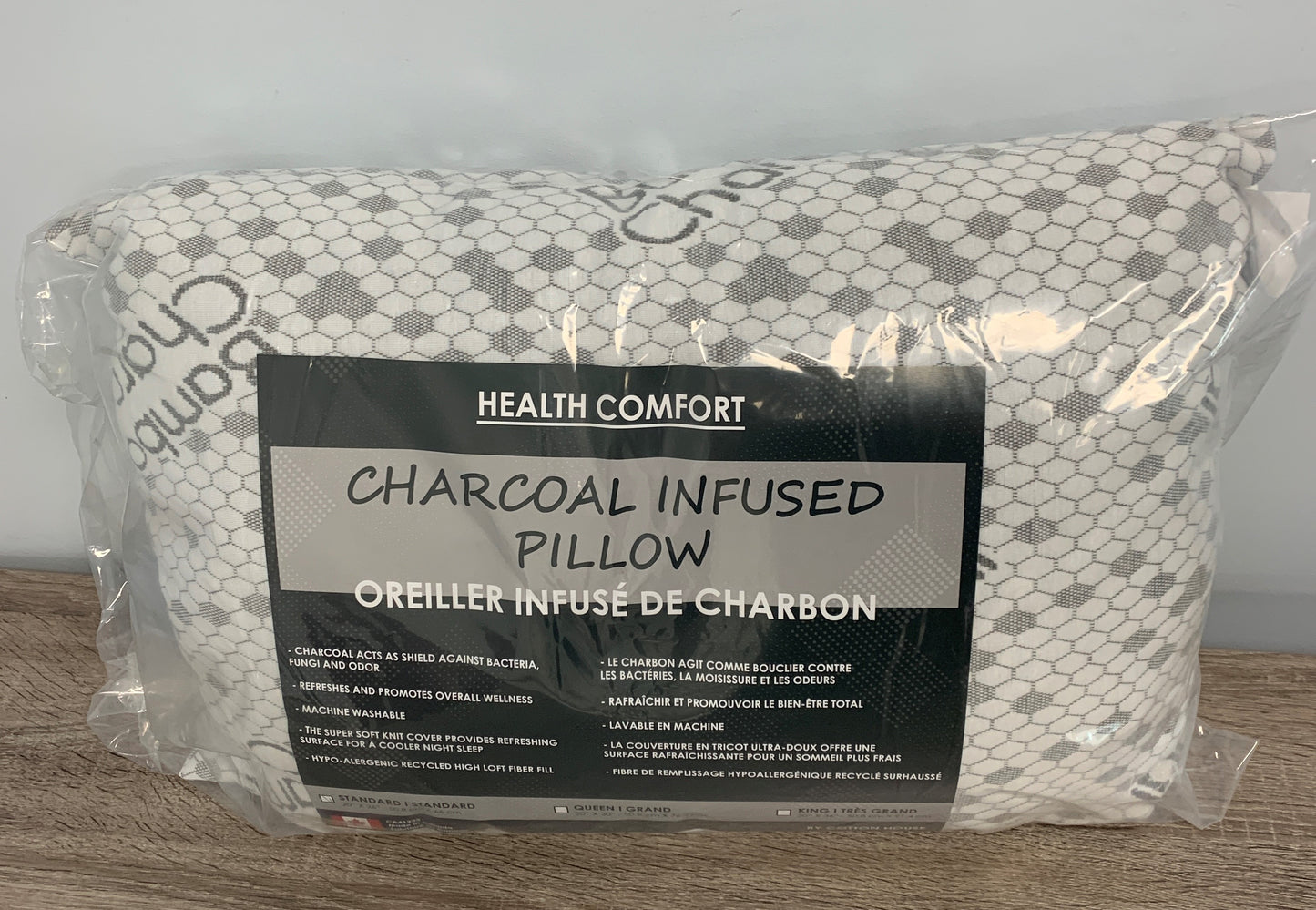 STANDARD SIZE- (BAMBOO CHARCOAL)- SOFT- CANADIAN MADE PILLOW