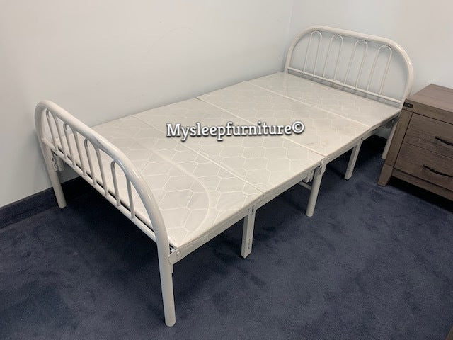 TWIN (SINGLE) SIZE- (DT WHITE)- METAL FOLDING BED