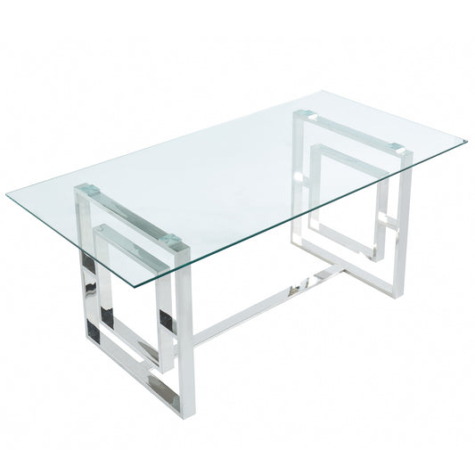 (EROS SILVER- 1)- GLASS- DINING TABLE