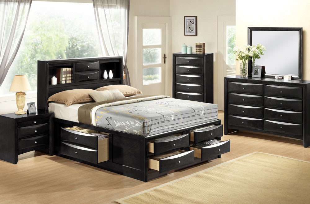 QUEEN SIZE- (FELICIA BLACK- 8 PC.)- BEDROOM SET- WITH DRAWERS