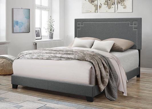 KING SIZE- (FELICITA GREY)- VELVET FABRIC- BED FRAME- (BOX SPRING REQUIRED)
