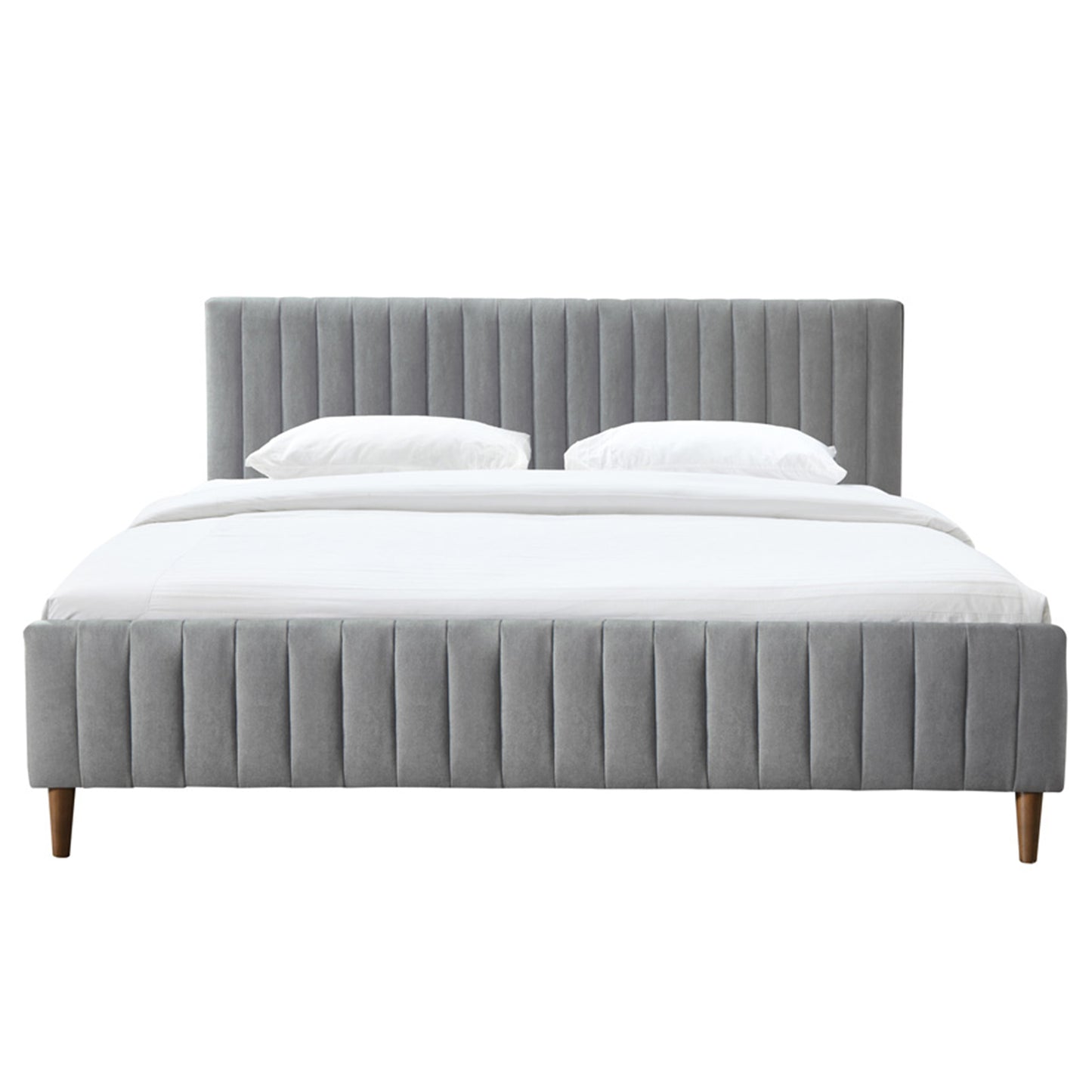 KING SIZE- (HANNAH LIGHT GREY) - FABRIC - BED FRAME- WITH SLATS