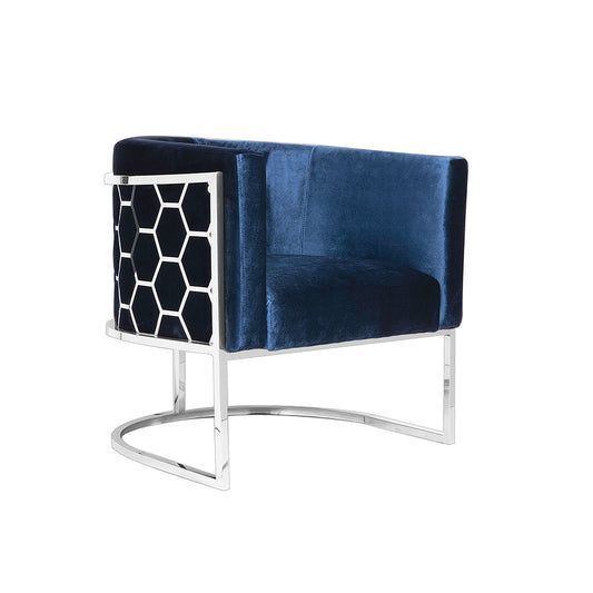 (XC HONEYCOMB BLUE) - VELVET FABRIC - ACCENT CHAIR