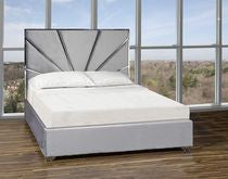 QUEEN SIZE- (HANK DISCO GREY)- VELVET FABRIC- BED FRAME- WITH SLATS- FINAL CLEARANCE
