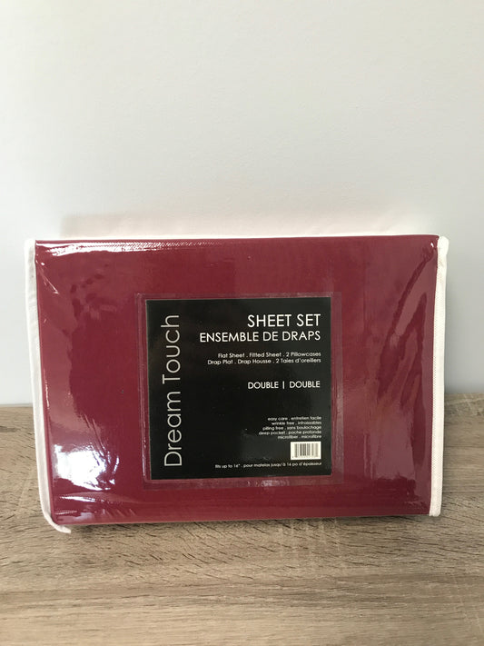 DOUBLE (FULL) SIZE- (DREAM TOUCH- BURGUNDY)- 4 PC. SHEET SET