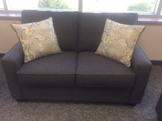 (0907 GREY- 20)- FABRIC- CANADIAN MADE LOVESEAT- (DELIVERY AFTER 3 MONTHS)