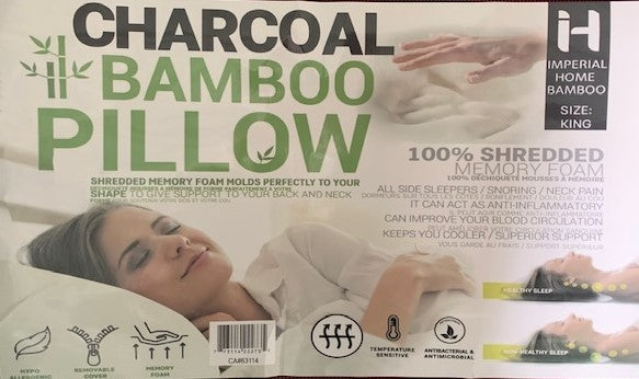 KING SIZE CHARCOAL BAMBOO FIRM MEMORY FOAM PILLOW