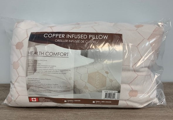 QUEEN SIZE- (COPPER- HEALTH COMFORT)- SOFT CANADIAN MADE PILLOW