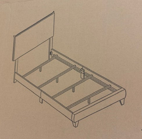 DOUBLE (FULL) SIZE- (2172 GREY)- FABRIC- BED FRAME- (BOX SPRING REQUIRED)