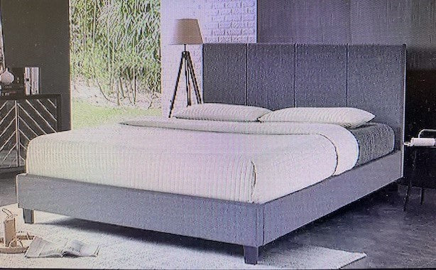 DOUBLE (FULL) SIZE- (UPTOWN GREY)- FABRIC- BED FRAME- WITH SLATS