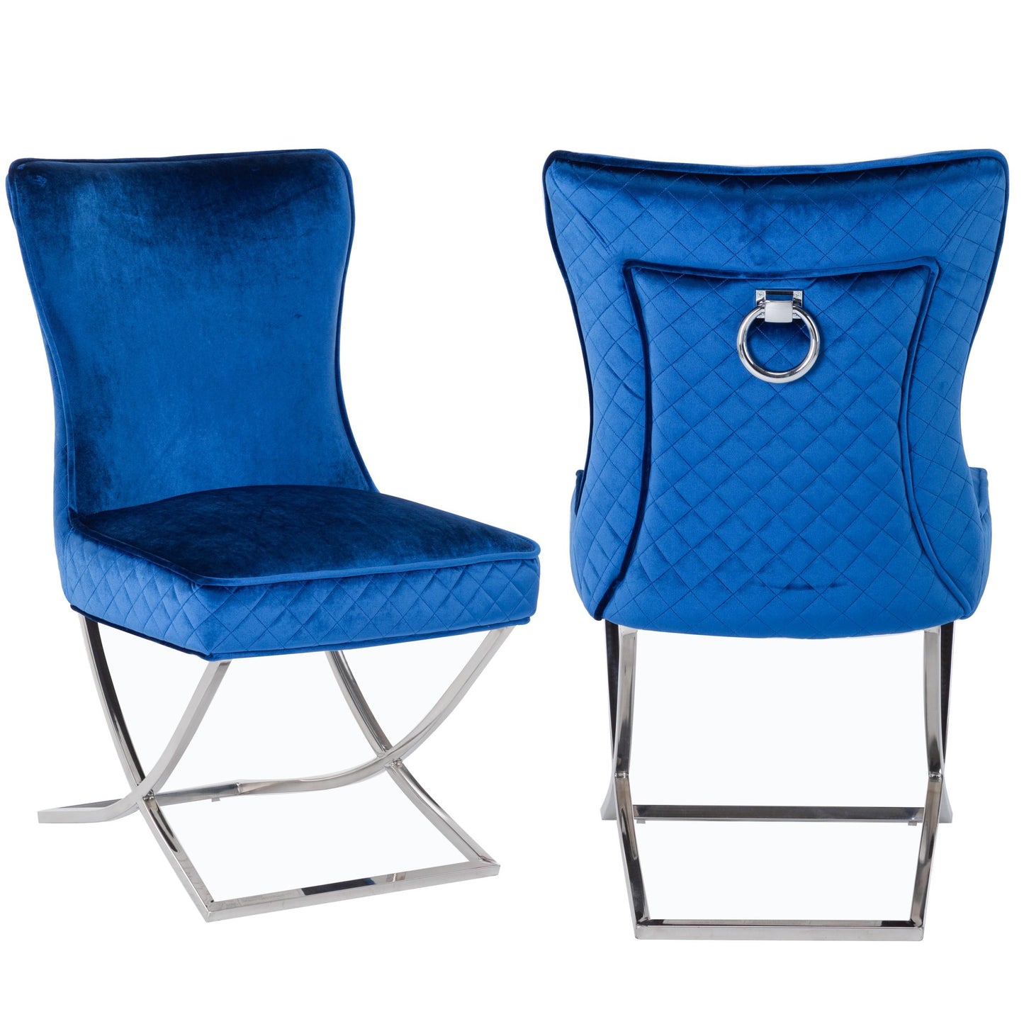 (JANET BLUE- 2 PACK) - VELVET FABRIC - DINING CHAIRS