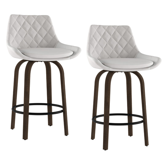 (KENZO WHITE- 2 PACK) - SWIVEL- LEATHER - COUNTER STOOLS