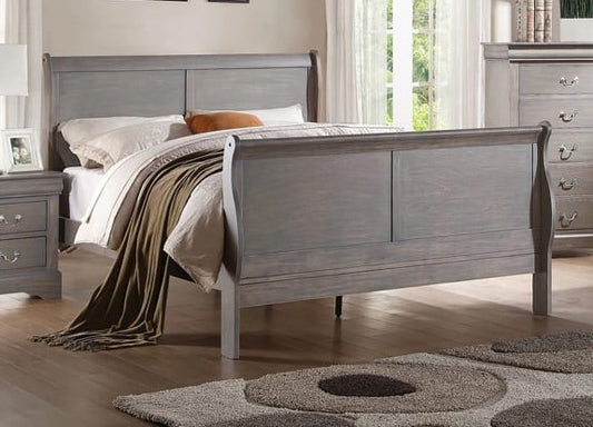 KING SIZE- (LP GREY TI- 1)- WOOD BED FRAME- (BOX SPRING REQUIRED)