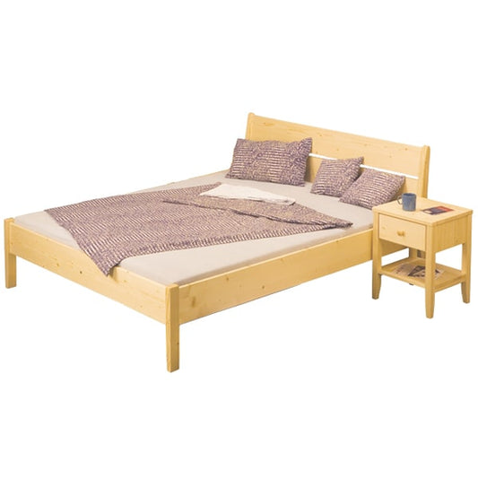 QUEEN SIZE- (LINDA NATURAL)- SOLID WOOD- BED FRAME- WITH SLATS