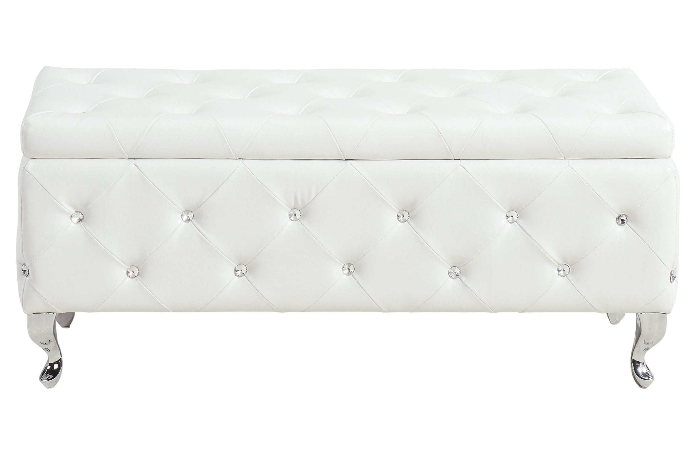 White leather shop ottoman storage