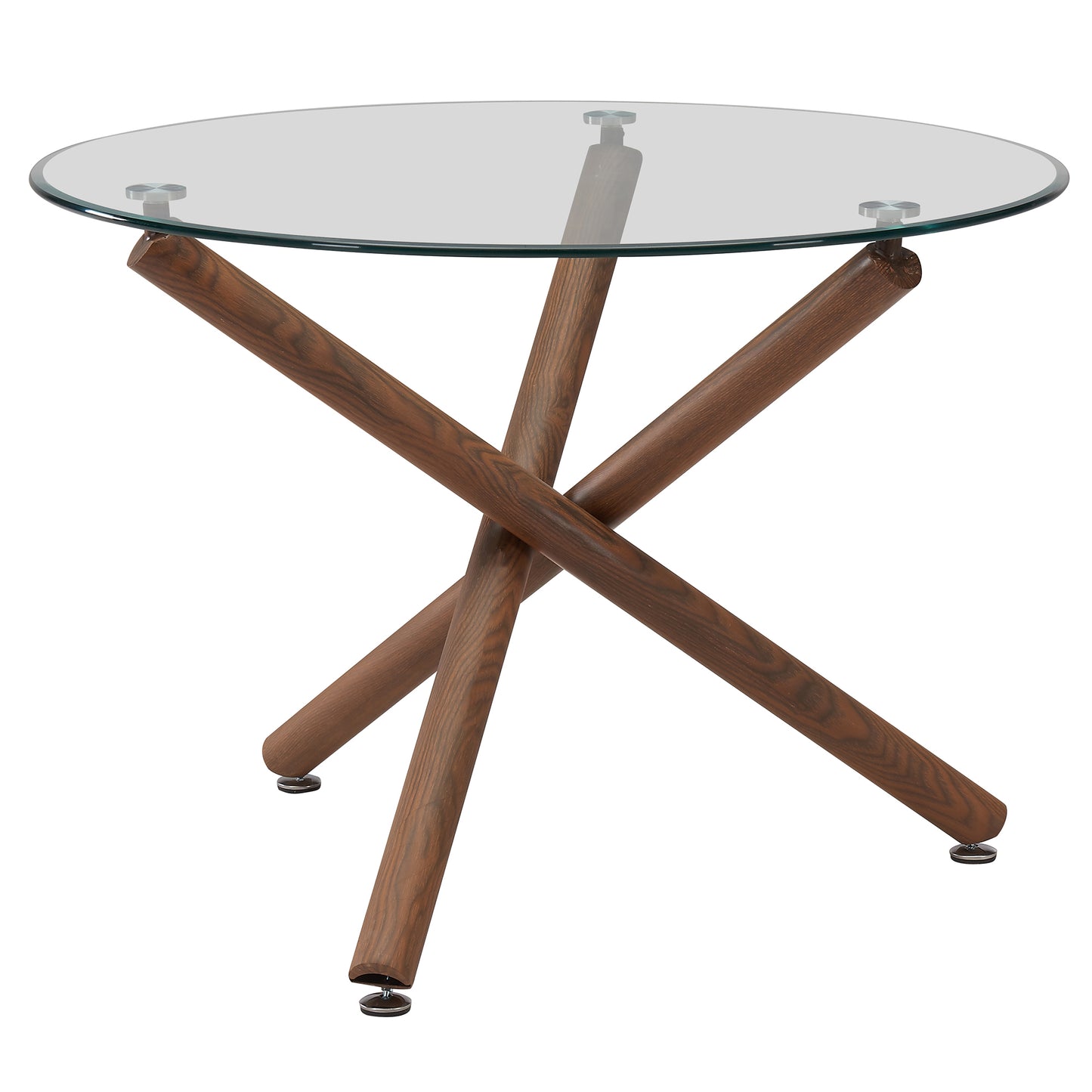 (ROCCA- CORA GREY- 5)- 39" ROUND- GLASS DINING TABLE- WITH 4 CHAIRS