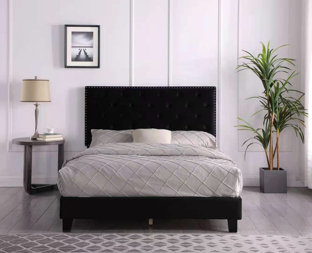 Black fabric deals bed frame