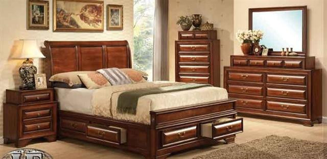 QUEEN SIZE- (SOFIA WALNUT- 8 PC.)- BEDROOM SET- OUT OF STOCK UNTIL SEPTEMBER 6, 2023