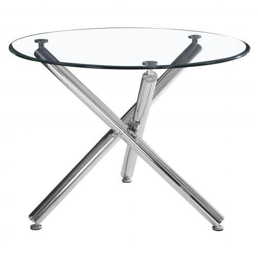 (ALEX- SOLARA WHITE- 5)- 47" ROUND- DINING TABLE- WITH 4 CHAIRS