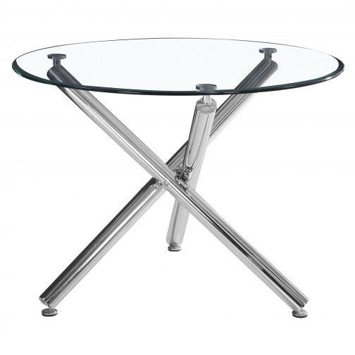 (SOLARA- 1760 BLACK- 5)- 39" ROUND- GLASS- DINING TABLE- WITH 4 CHAIRS