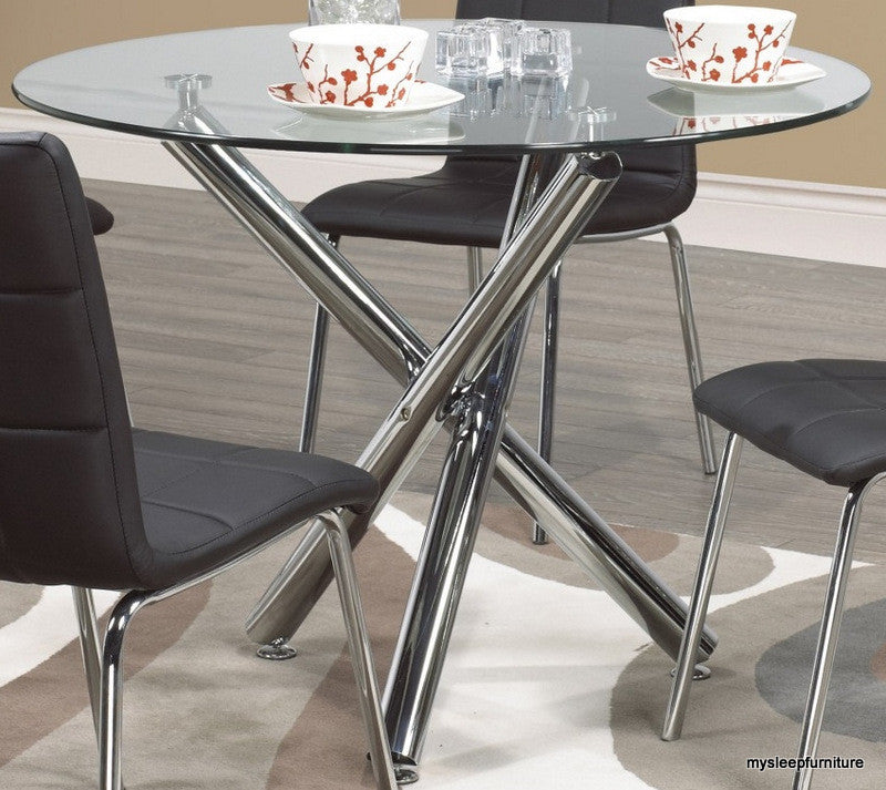 (811 weston- 1)- 39" ROUND- GLASS- DINING TABLE